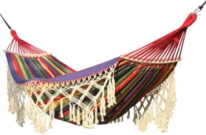 Double Outdoor Hammock Camping Indoor Leisure Hammock Tassel Curved Rod Camping Hammock (Color : Red)