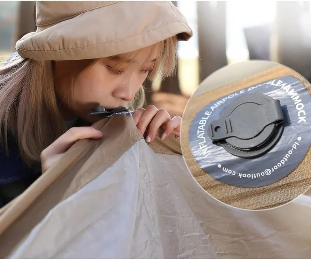 Double-Person Inflatable Hammock Outdoor Swing Adults and Children Anti-Rollover Outdoor Camping Anti-Mosquito Nets (Color : Brown)