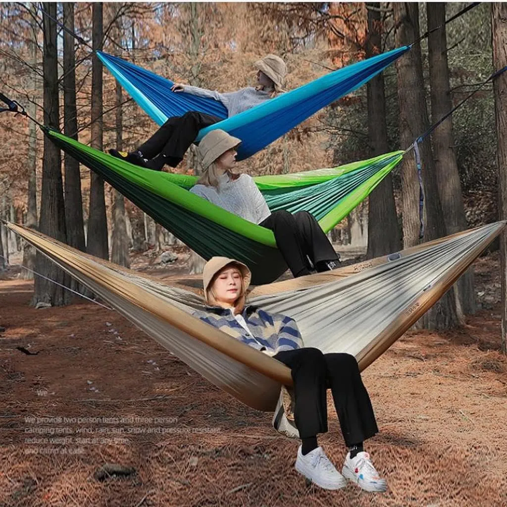 Double-Person Inflatable Hammock Outdoor Swing Adults and Children Anti-Rollover Outdoor Camping Anti-Mosquito Nets (Color : Brown)