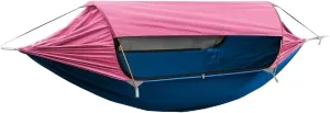 Double Person Traveler Hammock, 70D Nylon Anti-Roll Hammock with Sunshade & Mosquito Net for Outdoor Camping(Pink)