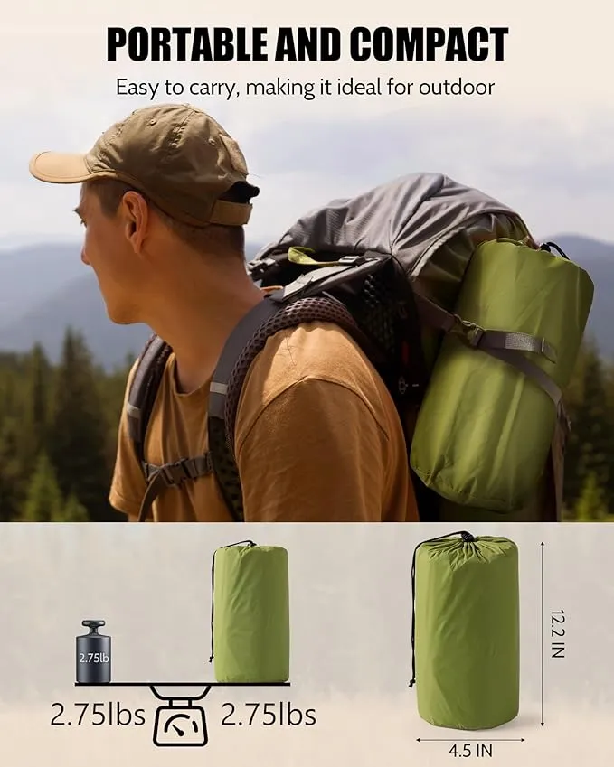 Double Sleeping Pad for Camping, 3.15'' Extra-Thick Inflatable Camping Pad 2 Person, Sleeping Mat Built-in Foot Pump & Pillow, Portable Camping Mattress for Backpacking, Hiking, Car Traveling