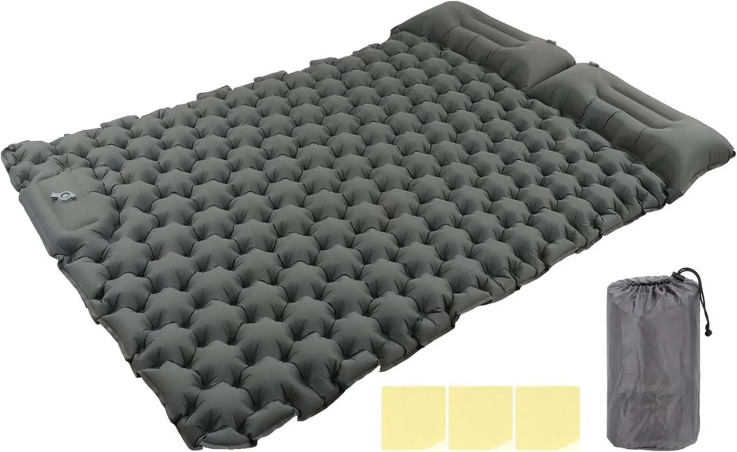 Double Sleeping Pad for Camping, Foot Press Ultralight Extra Thick Camping Mat with Pillow, Durable Waterproof Camping Sleeping Pad, Inflating Sleeping Mat for Outdoor Camping