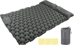 Double Sleeping Pad for Camping, Foot Press Ultralight Extra Thick Camping Mat with Pillow, Durable Waterproof Camping Sleeping Pad, Inflating Sleeping Mat for Outdoor Camping