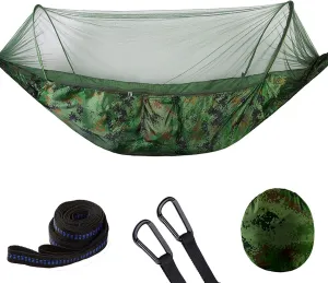 Double/Single Portable Camping Travelling Hammock with Mosquito Net Bed(Camouflage)