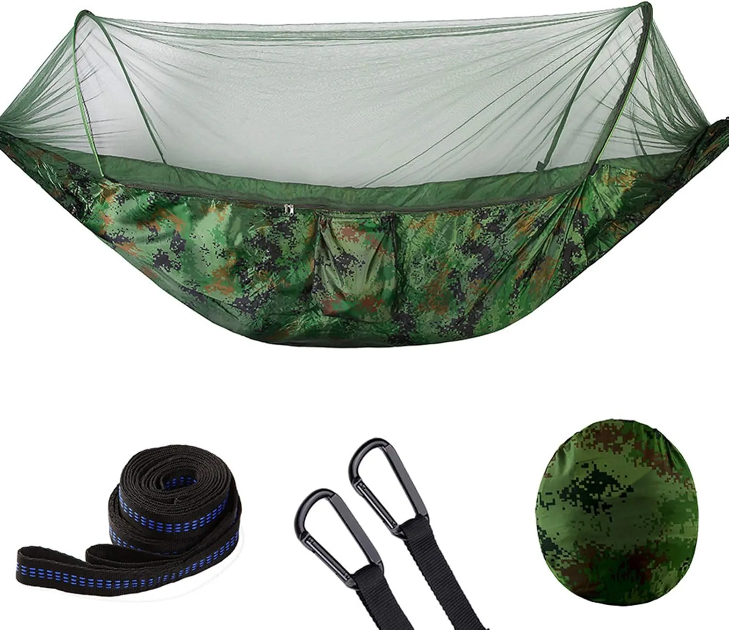 Double/Single Portable Camping Travelling Hammock with Mosquito Net Bed(Camouflage)