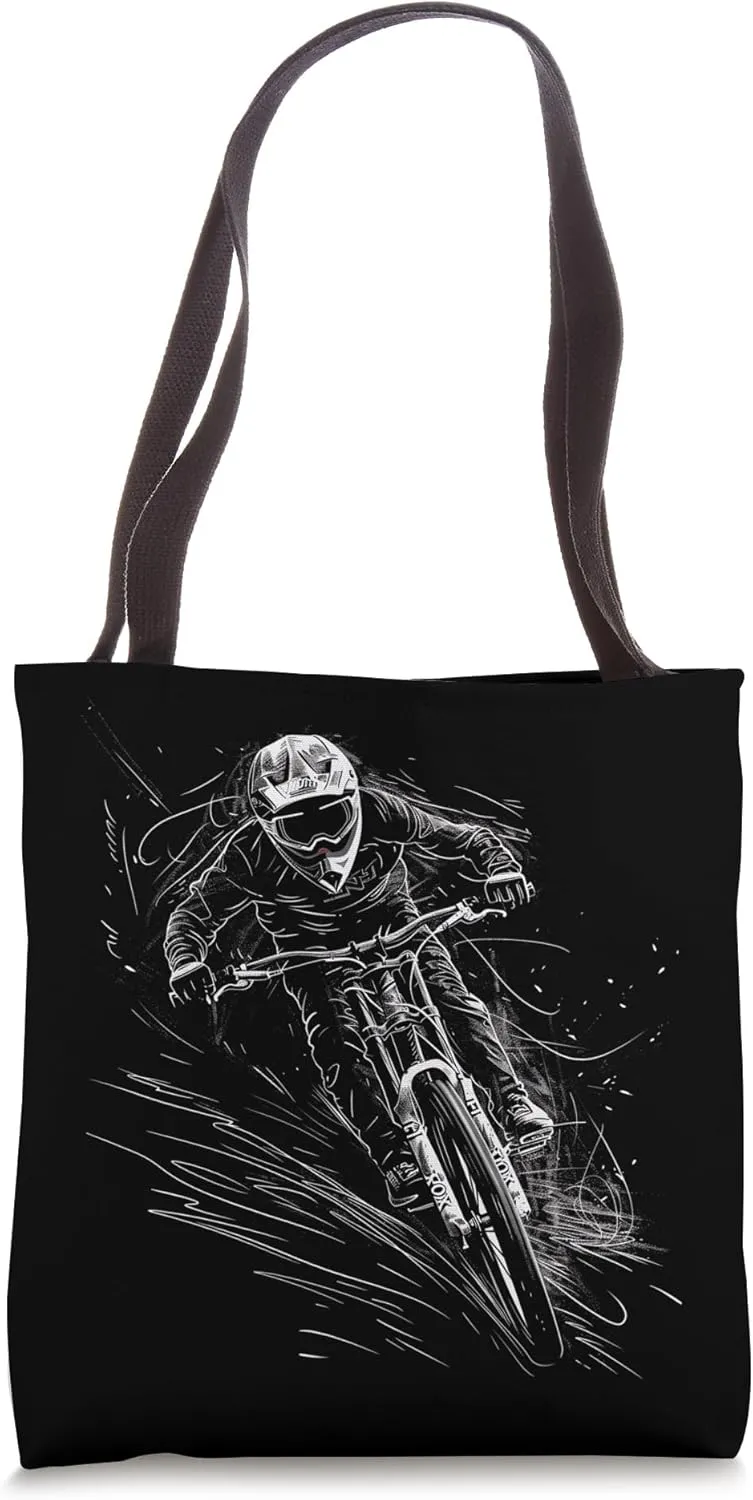 Downhill cyclist Tote Bag