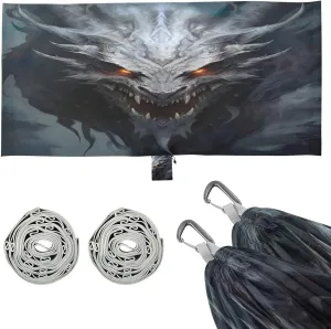 Dragon Head View Camping Hammock, 330 lbs with 2 Tree Straps, Carry Bag, Single Portable Hammock for Outdoor/Indoor, Hiking, Beach, Backpacking, Travel