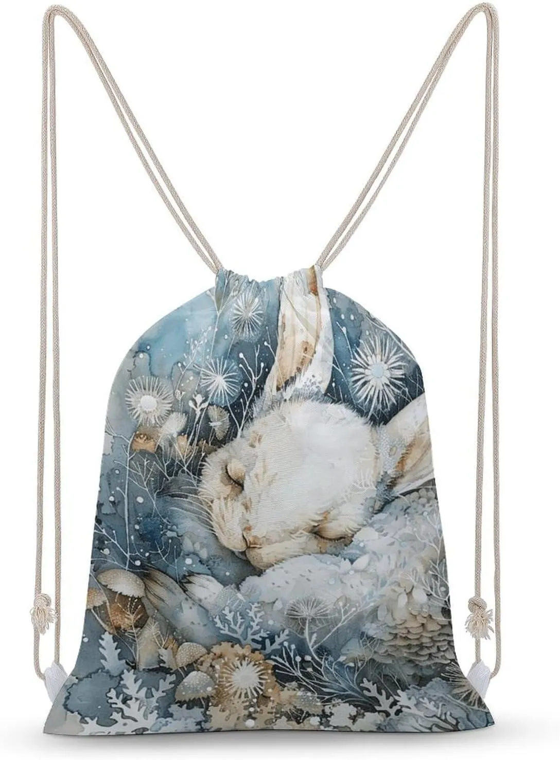 Drawstring Backpack A Sleeping Rabbit Printed Drawstring Bags Sport Gym Sackpack Sports Sackpack Drawstring Backpack Bag for Any Place