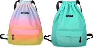 Drawstring Backpack Water Resistant String Bag Nylon Cinch Sport Gym Bag Sackpack