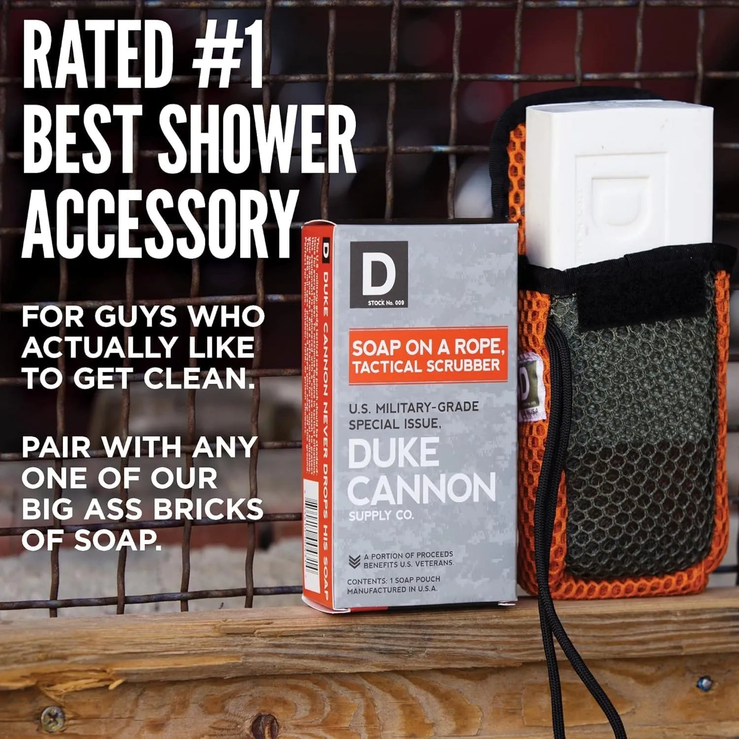 Duke Cannon Tactical Scrubber Soap Pouch - U.S. Military-Grade, Coarse and Soft Mesh, 550 Paracord, Shower Hygiene Essential for Men's Bar Soap