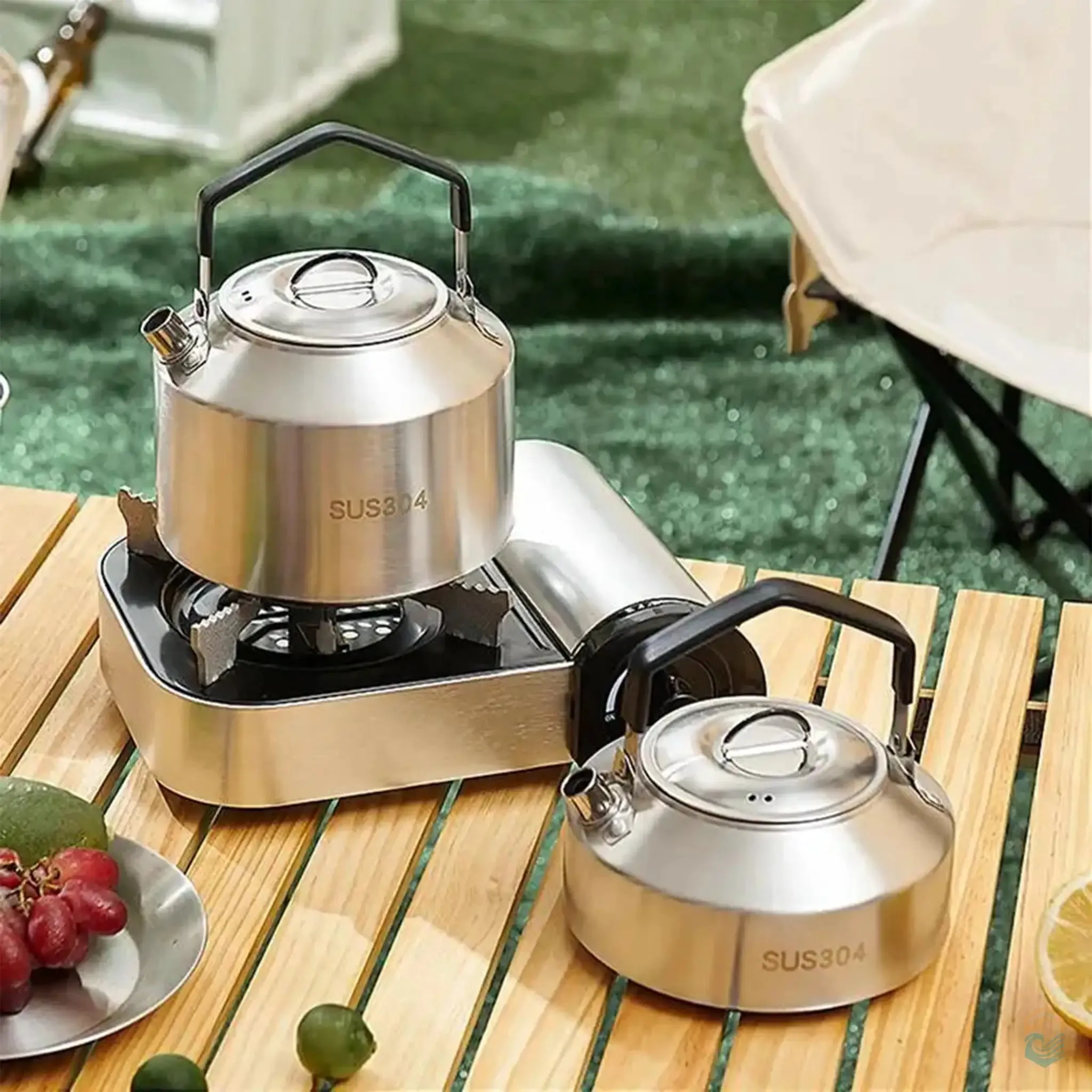Durable Camping Coffee and Tea Kettle with Spill-Free Pouring - Safe Stainless Steel, 1L or 1.5L Capacity
