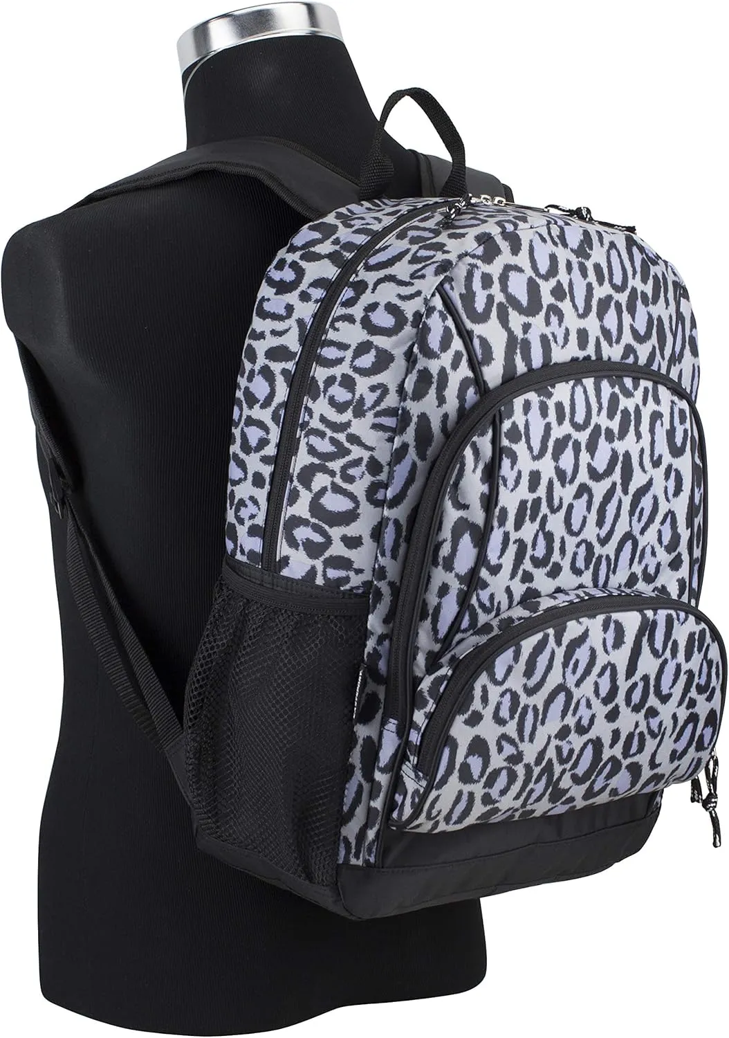 Eastsport Laptop Backpack, Multipurpose Casual Daypack, Triple Compartments Bookbag for College, Hiking, Work, 18 Inches, Leopard Print