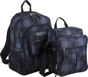 Eastsport Tech Backpack with Messenger Gear Bag Combo - Blue Plaid