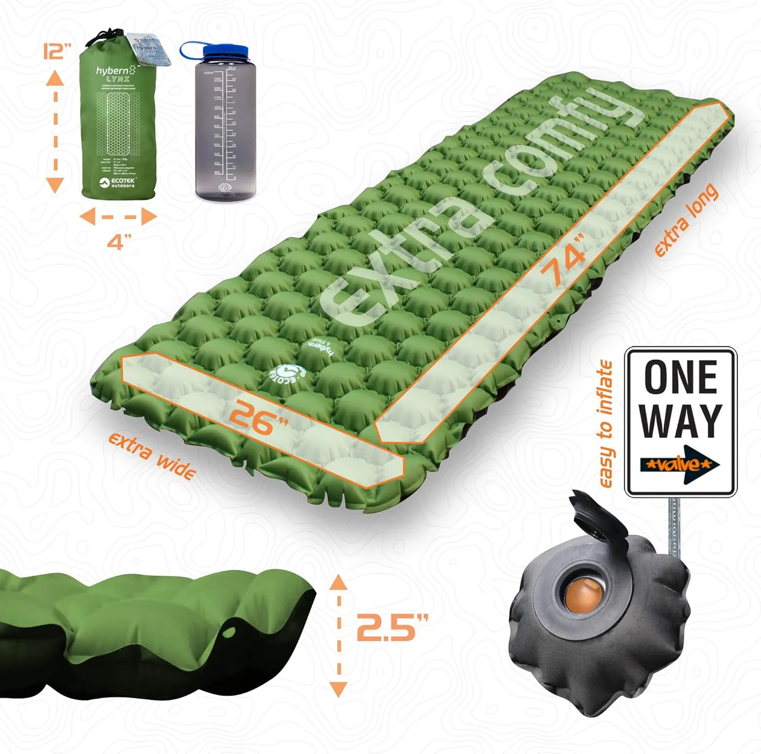 ECOTEK Outdoors Hybern8 Lynx Inflatable Sleeping Pad (Evergreen)