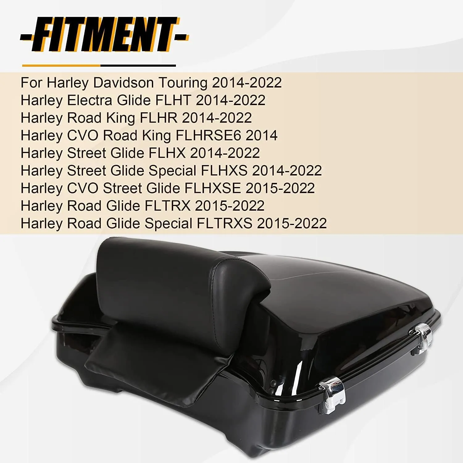 ECOTRIC 5.5" Razor Tour Pack Trunk Luggage w/Backrest Compatible with 2014-2024 Harley Davidson Touring Models Trunk Tail Box