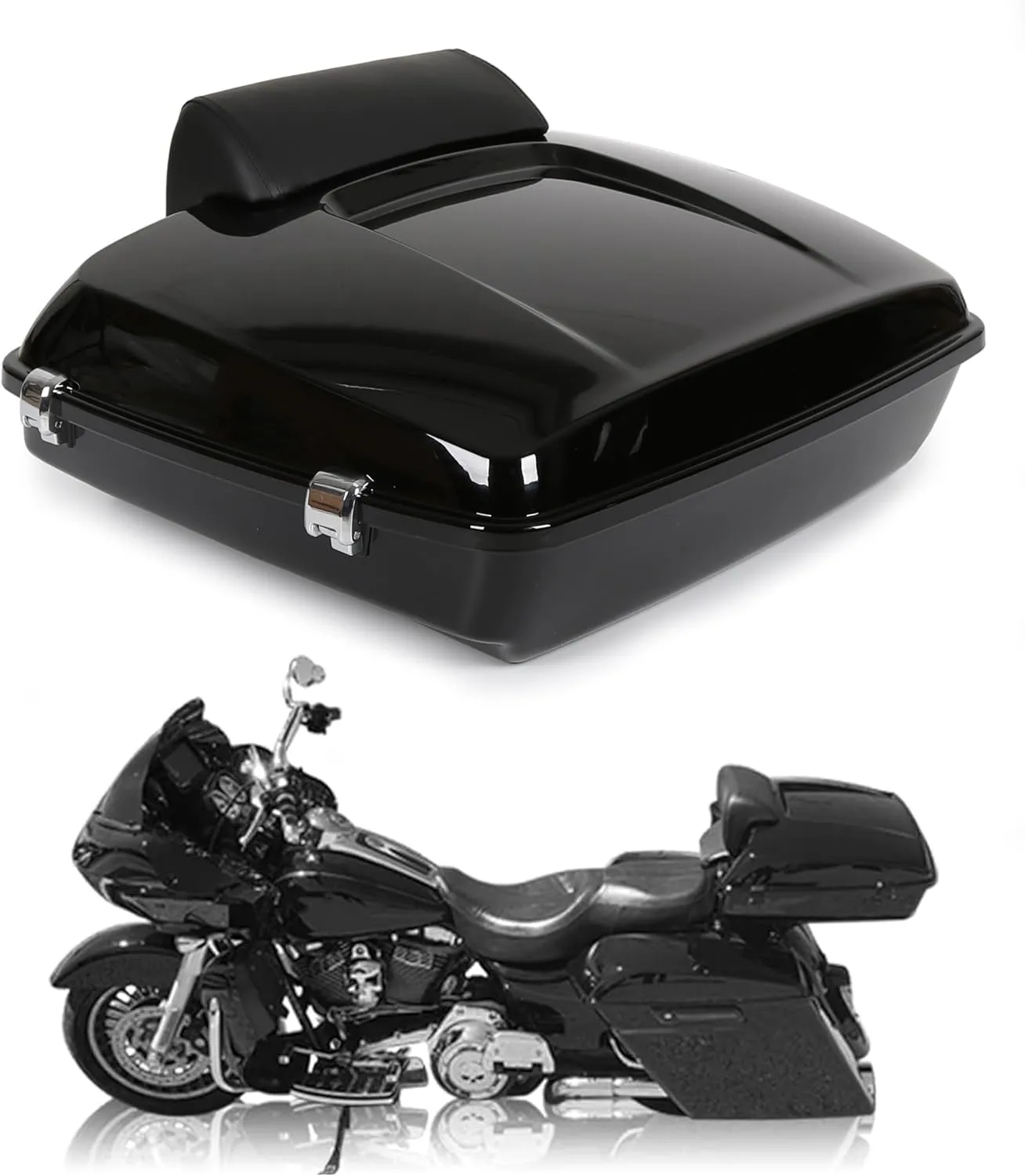ECOTRIC 5.5" Razor Tour Pack Trunk Luggage w/Backrest Compatible with 2014-2024 Harley Davidson Touring Models Trunk Tail Box