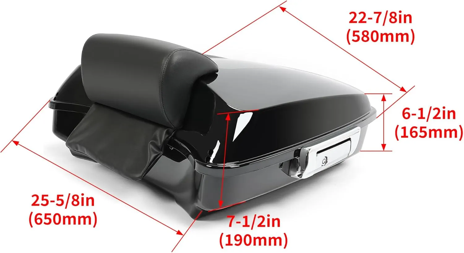 ECOTRIC 5.5" Razor Tour Pack Trunk Luggage w/Backrest Compatible with 2014-2024 Harley Davidson Touring Models Trunk Tail Box