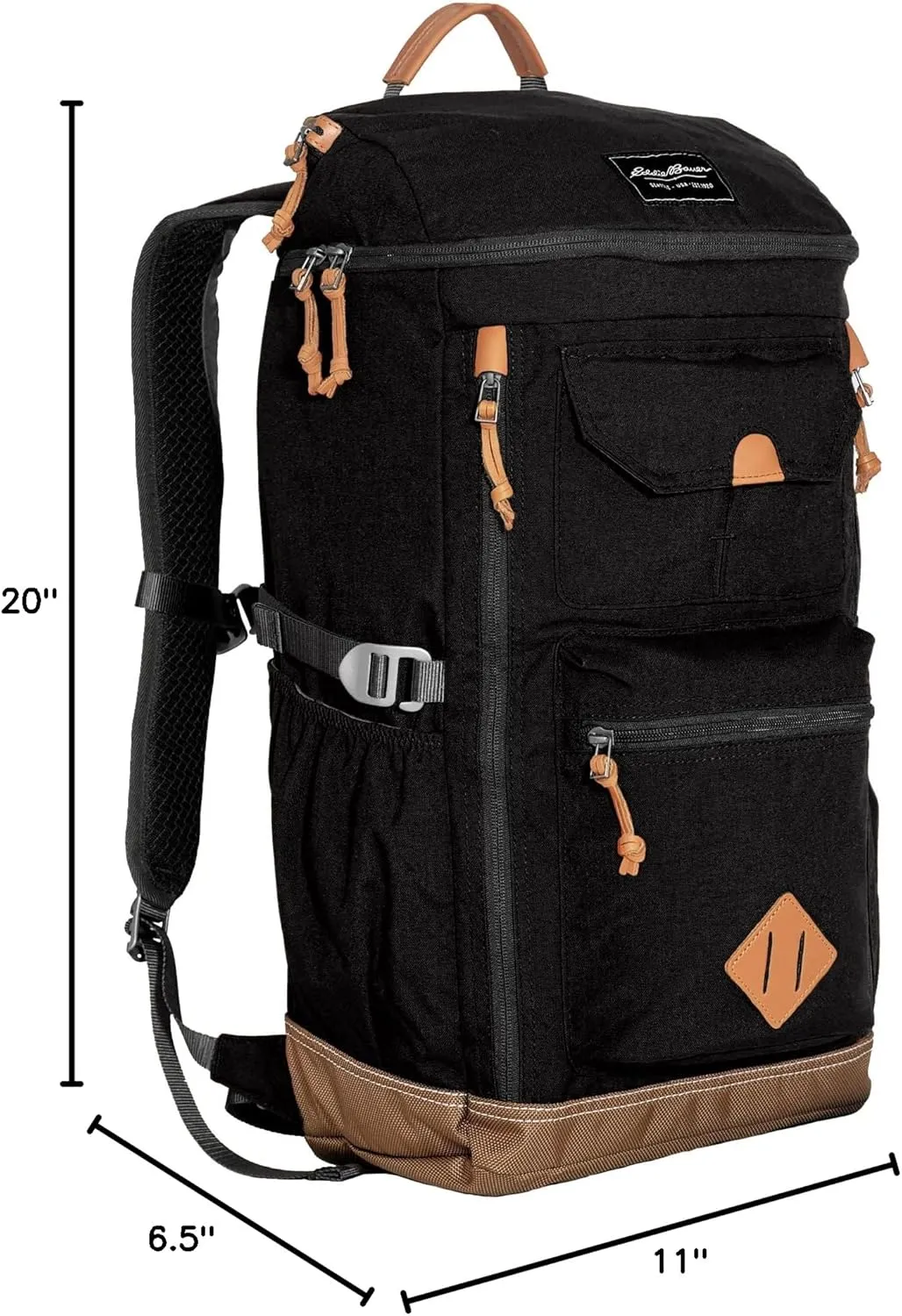 Eddie Bauer Bygone Backpack with Exterior Pockets and Laptop Compatible Sleeve, Black, 30L
