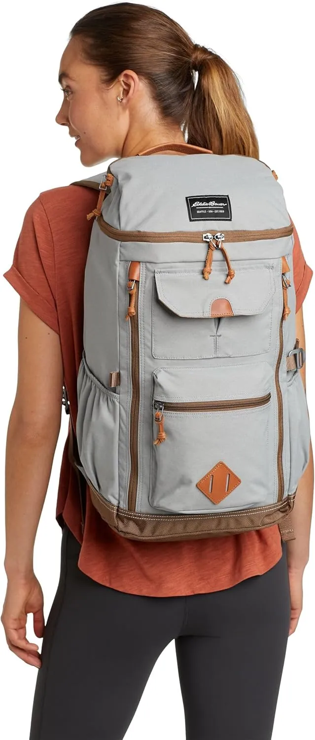 Eddie Bauer Bygone Backpack with Exterior Pockets and Laptop Compatible Sleeve, Black, 30L