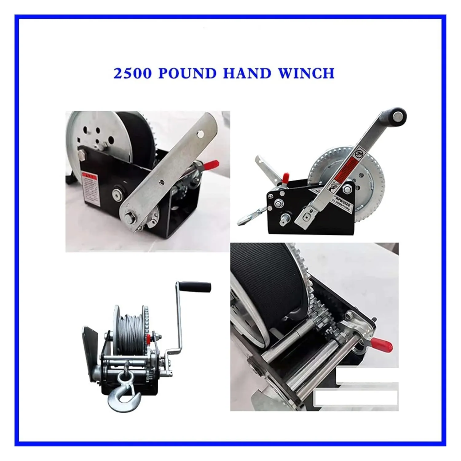 Electric Winch 2500 Lbs Automatic Brake Hand Winch Lift Car Maintenance Hoist Micro Mobile Small Crane(Bare Metal)