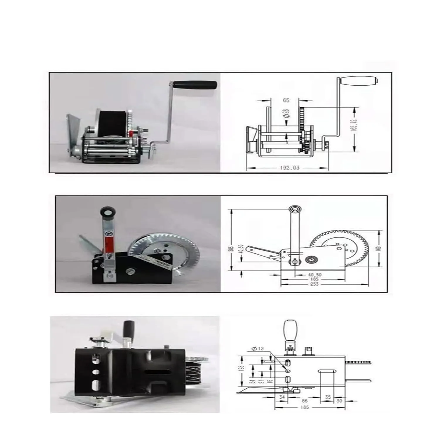 Electric Winch 2500 Lbs Automatic Brake Hand Winch Lift Car Maintenance Hoist Micro Mobile Small Crane(Bare Metal)