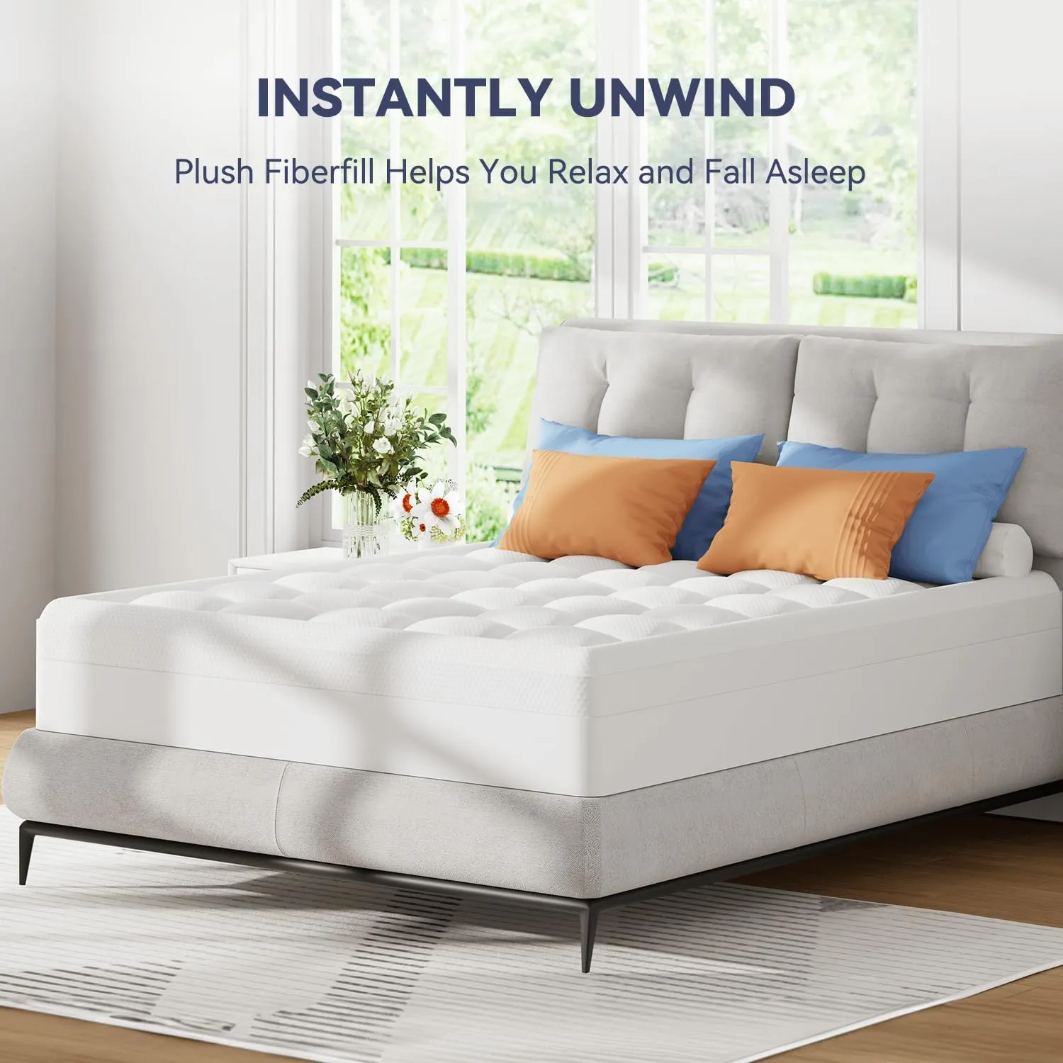 ELEMUSE Full Size Dual Layer 3 Inch Memory Foam Mattress Topper, 2 Inch Cooling Gel Memory Foam and 1 Inch Thick Soft Pillow Top Mattress Pad Cover for Back Pain Relief, Bed Topper for Side Sleep