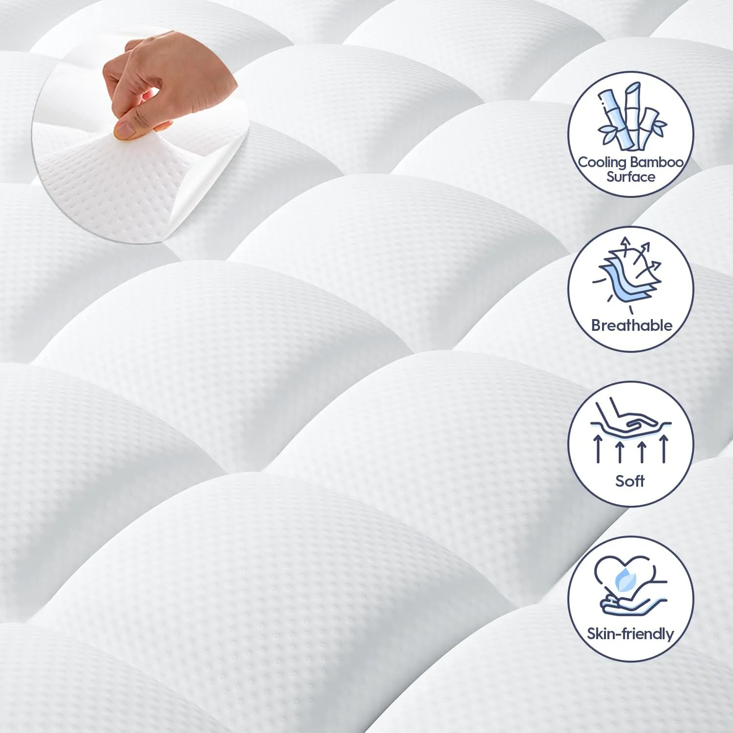 ELEMUSE Full Size Dual Layer 3 Inch Memory Foam Mattress Topper, 2 Inch Cooling Gel Memory Foam and 1 Inch Thick Soft Pillow Top Mattress Pad Cover for Back Pain Relief, Bed Topper for Side Sleep