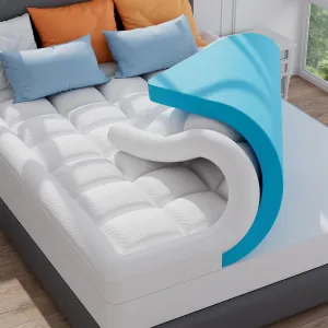 ELEMUSE Full Size Dual Layer 3 Inch Memory Foam Mattress Topper, 2 Inch Cooling Gel Memory Foam and 1 Inch Thick Soft Pillow Top Mattress Pad Cover for Back Pain Relief, Bed Topper for Side Sleep