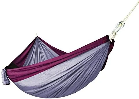 ELEOPTION® Portable Outdoor Double Camping Hammock Aluminum Carabiners Big Size 118 "x71 Lightweigh with Weather Resistant Best Equipment for Backpacking, Hiking, Hiking,Travel etc (Purple)
