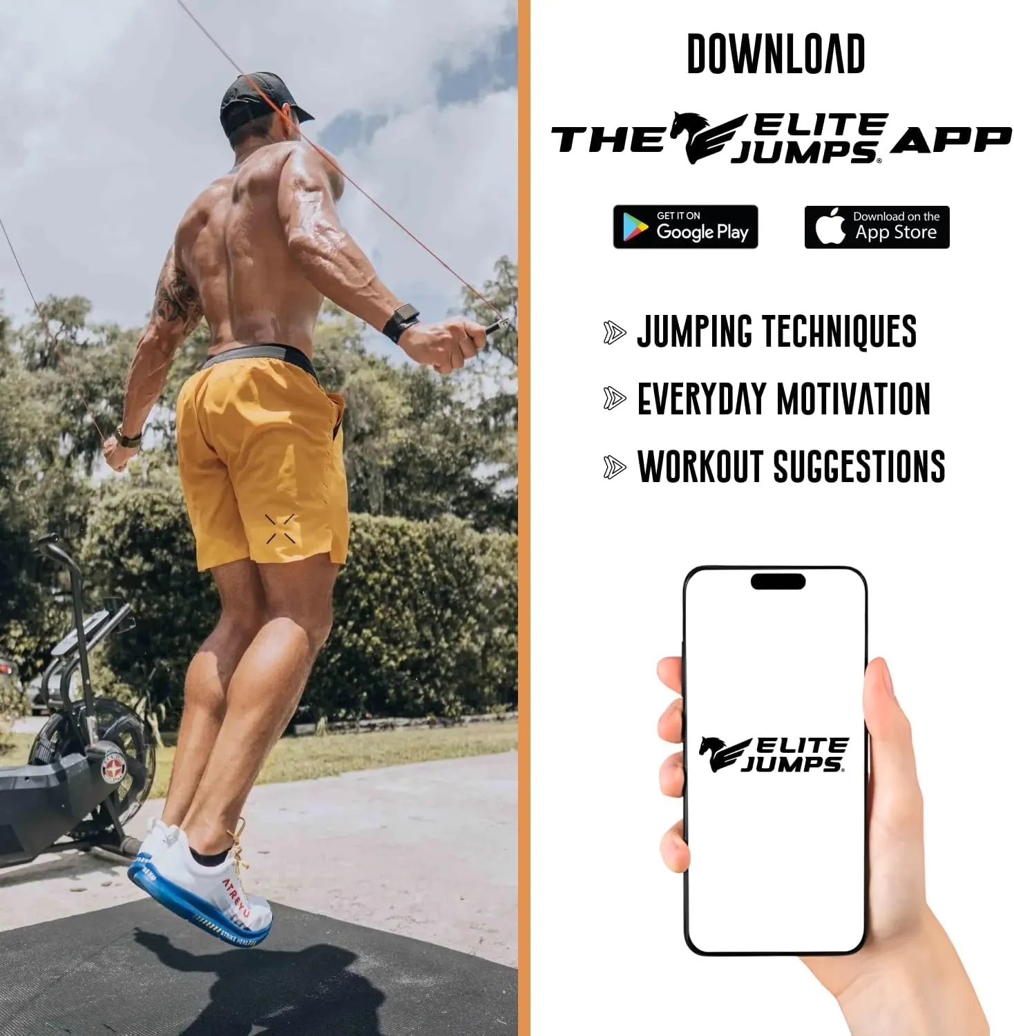Elite Jumps Boxer Jump Rope 3.0 for Fitness & Cardio Training | Professionally Designed Boxing Jump Rope w/Smooth Action Polymer Handles & Slip-Resistant Grips | Tangle-Free PVC