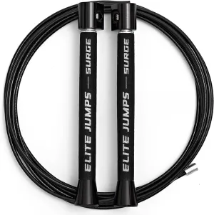 Elite Jumps Surge 3.0 Professional Speed Rope for Double Unders - Patented Dual Bearing Ultra Light-Weight Handle for Premium Spin Control and Kink-Resistant Cable for fast Speed Jump Rope