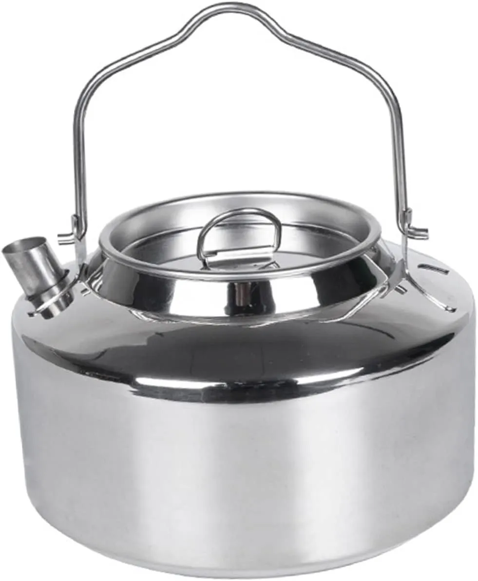 Ergonomic Handle Stovetop Kettle Portable Camping Tea Pot Stainless Steel Outdoor Supplies