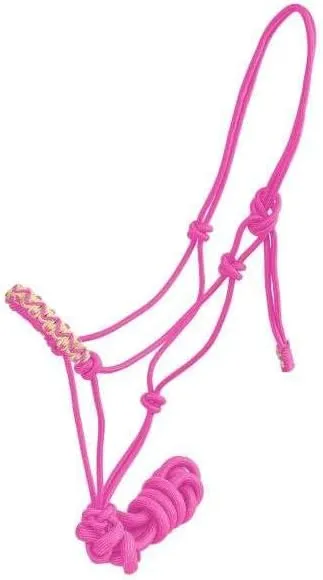 EU Equestrian Braided Nylon Cowboy Knot Rope Halter with Painted Cross & Navajo Design