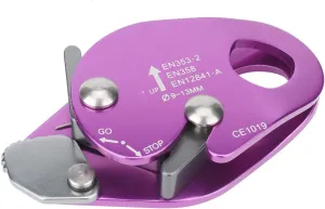 EVTSCAN Self-Braking Stop Descender for 9-13mm Rope Clamp Grab Rescue Rappel Ring Climbing Gear Purple