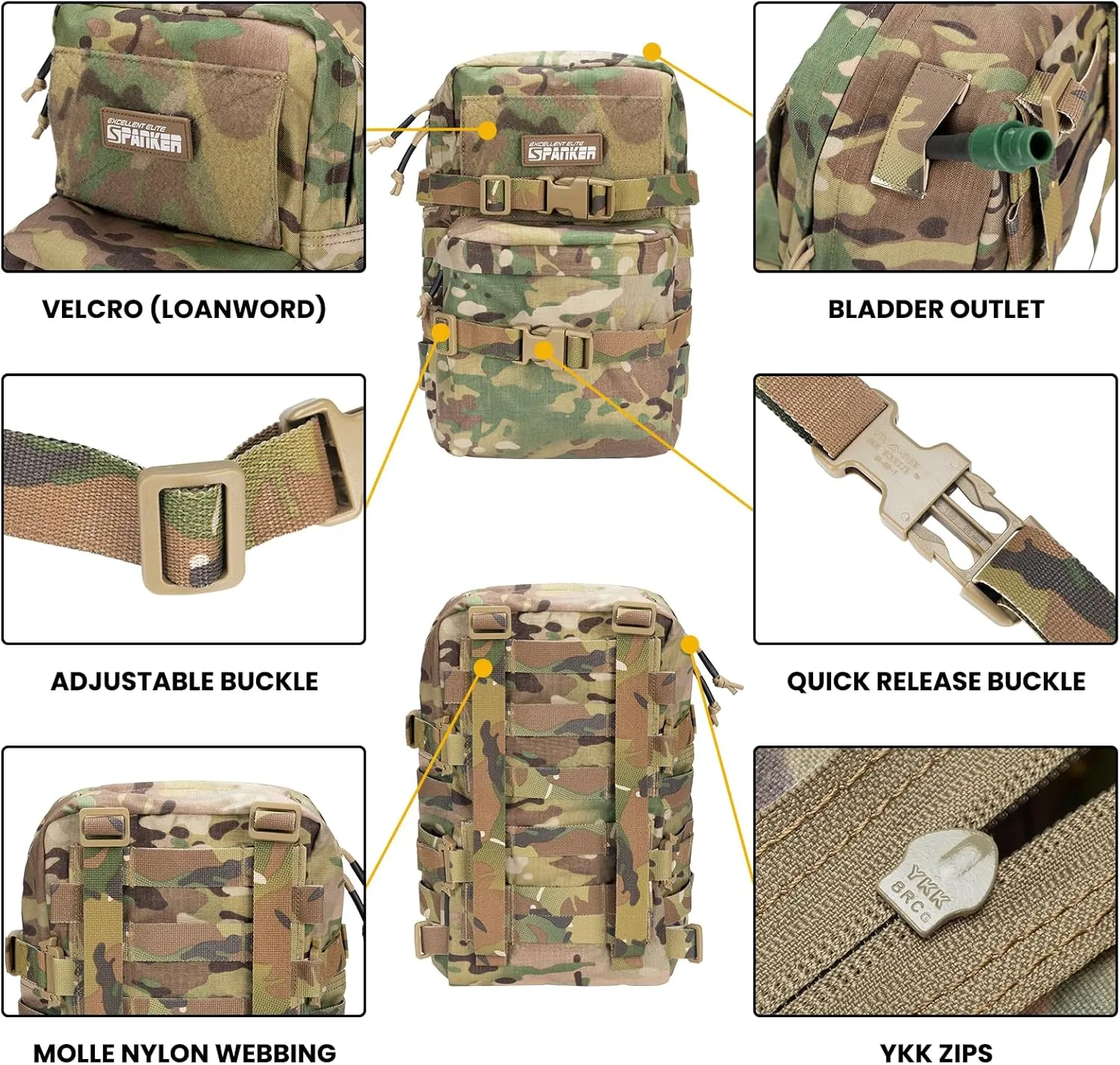 EXCELLENT ELITE SPANKER Tactical MOLLE Hydration Backpack Water Bladder Carrier Pack for Tactical Vest Backpack Plate Carrier