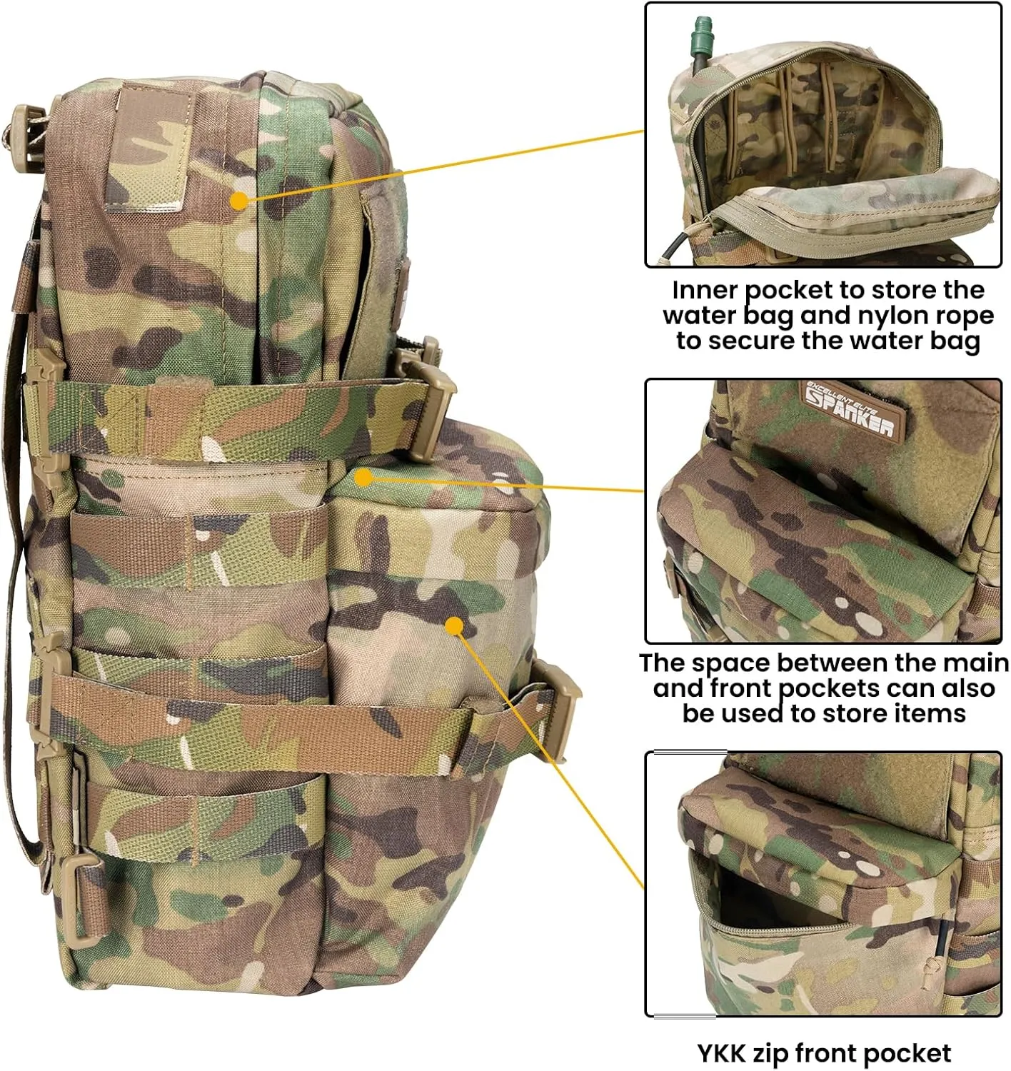 EXCELLENT ELITE SPANKER Tactical MOLLE Hydration Backpack Water Bladder Carrier Pack for Tactical Vest Backpack Plate Carrier