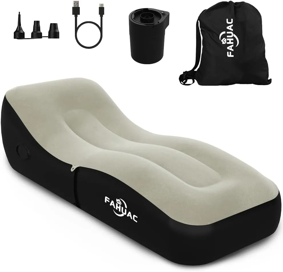 Fahuac Auto Inflatable Lounger Air Sofa, Portable Auto Inflatable Couch Air Sofa Bed Lazy Lounger Chair Cozy Sleeping Camping Sofa Bed for Outdoor and Indoor Use