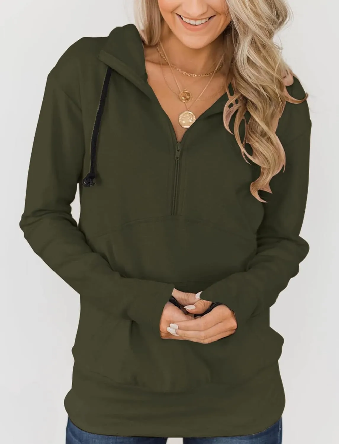 Fallorchid Womens Long Sleeve Tops Quarter zip Pullover Hoodies Casual Sweatshirts with Pocket