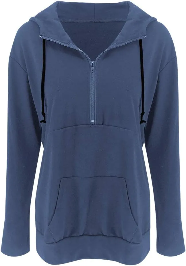 Fallorchid Womens Long Sleeve Tops Quarter zip Pullover Hoodies Casual Sweatshirts with Pocket