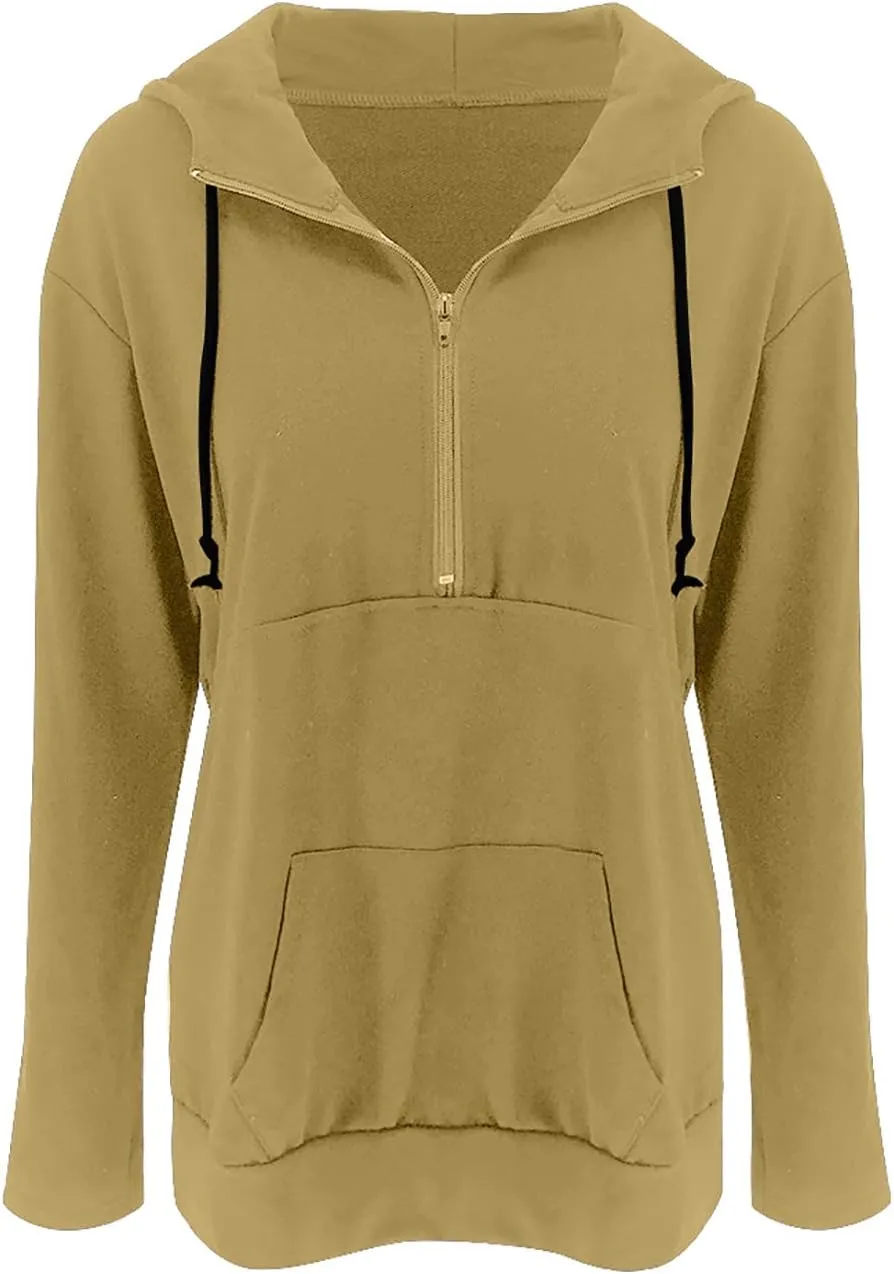 Fallorchid Womens Long Sleeve Tops Quarter zip Pullover Hoodies Casual Sweatshirts with Pocket