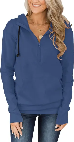 Fallorchid Womens Long Sleeve Tops Quarter zip Pullover Hoodies Casual Sweatshirts with Pocket