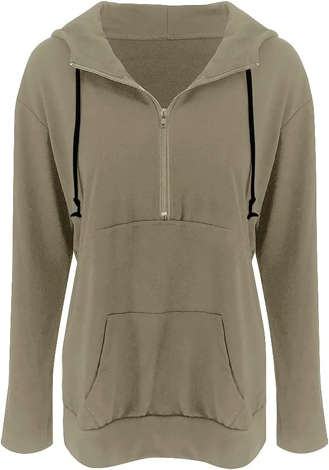 Fallorchid Womens Long Sleeve Tops Quarter zip Pullover Hoodies Casual Sweatshirts with Pocket