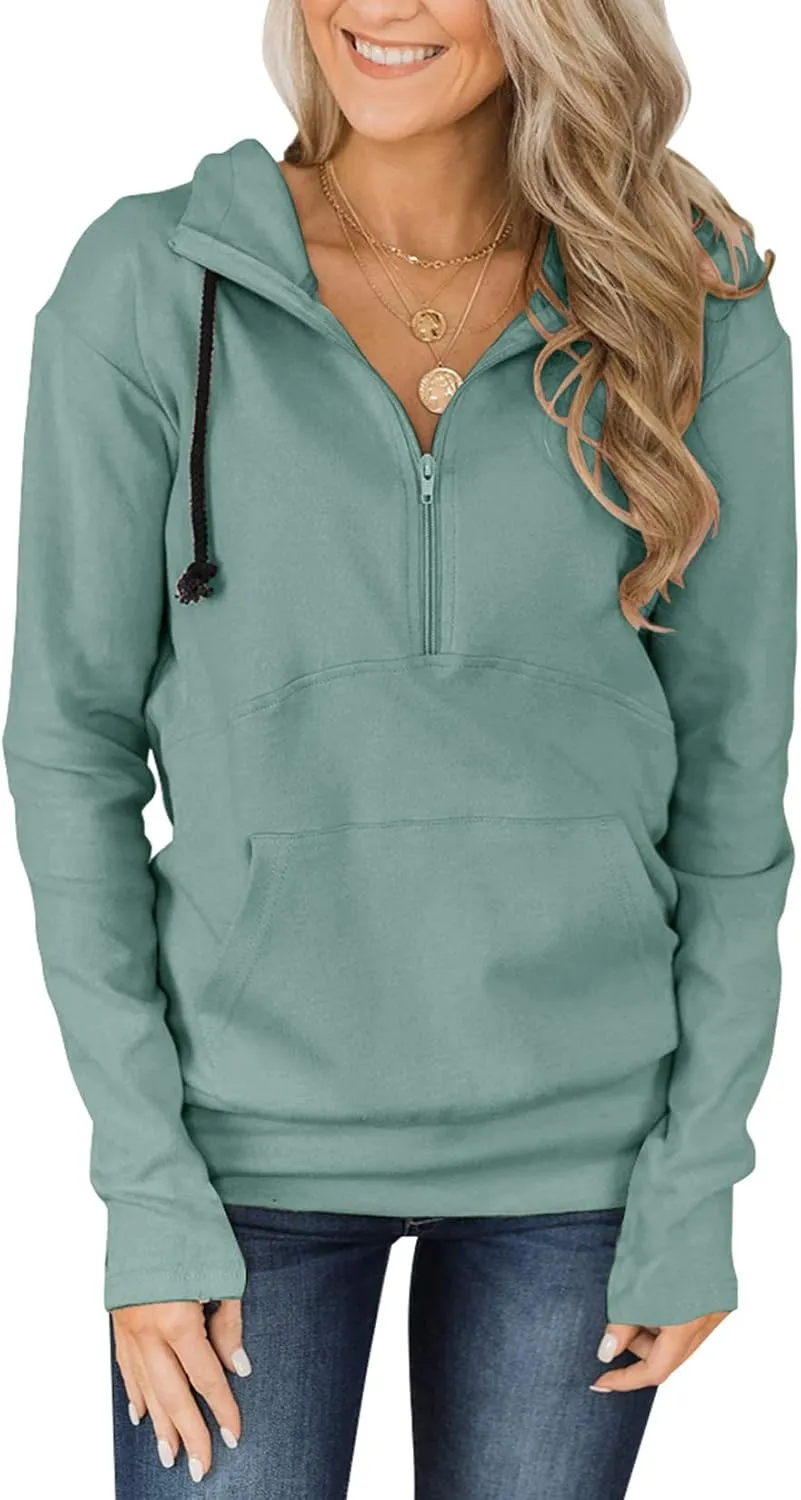 Fallorchid Womens Long Sleeve Tops Quarter zip Pullover Hoodies Casual Sweatshirts with Pocket