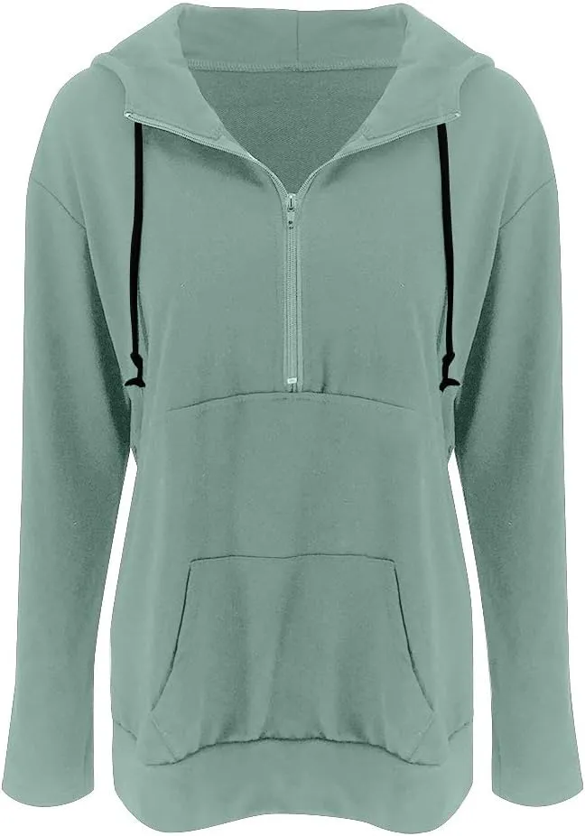 Fallorchid Womens Long Sleeve Tops Quarter zip Pullover Hoodies Casual Sweatshirts with Pocket