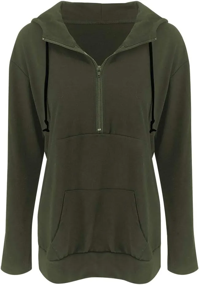 Fallorchid Womens Long Sleeve Tops Quarter zip Pullover Hoodies Casual Sweatshirts with Pocket