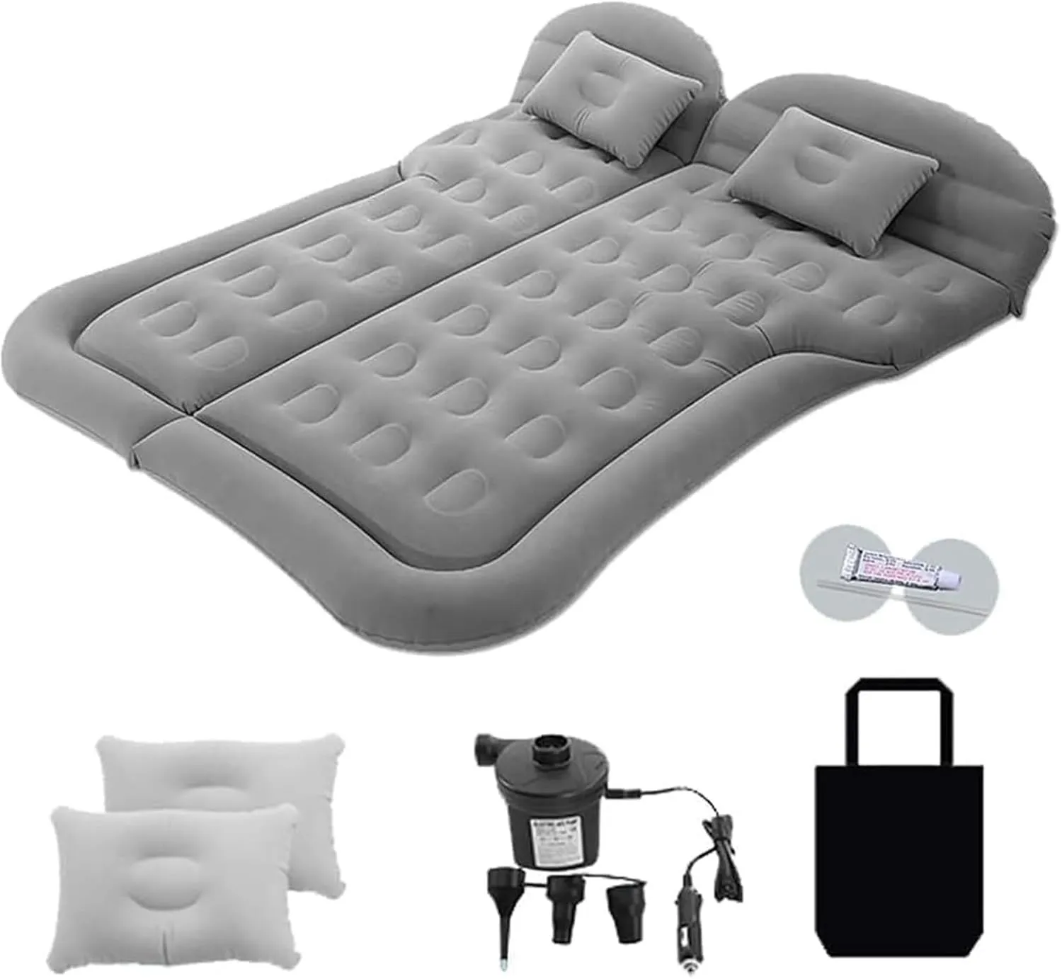 Fangool SUV Air Mattress,Inflatable SUV Air Mattress, Air Cushion Camping Travel Folding Self Inflating Sleeping Pad with Air Pump 2 Pillows(Grey)