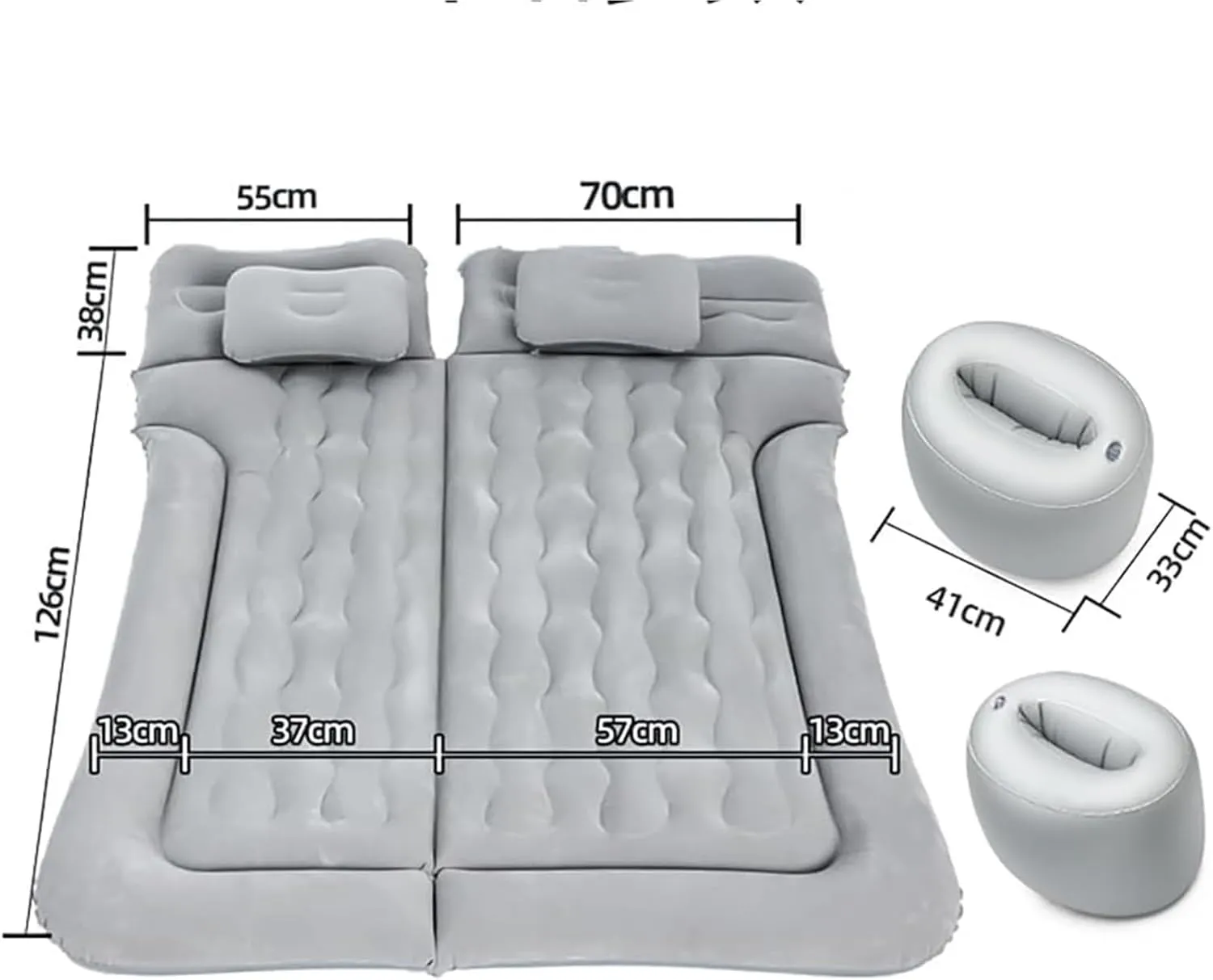 Fangool SUV Air Mattress,Inflatable SUV Air Mattress, Air Cushion Camping Travel Folding Self Inflating Sleeping Pad with Air Pump 2 Pillows(Grey)