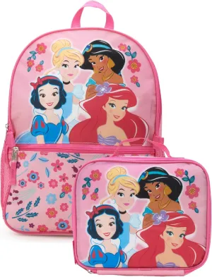 Fast Forward Kids Backpack - Disney Frozen Spider-Man Paw Patrol - 15" School Bookbag with Lunch Box for Boys and Girls, Disney Pink