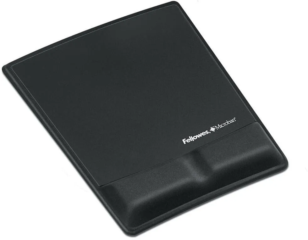 Fellowes Mouse Pad/Wrist Support with Mircoban Protection, Black (9181201)
