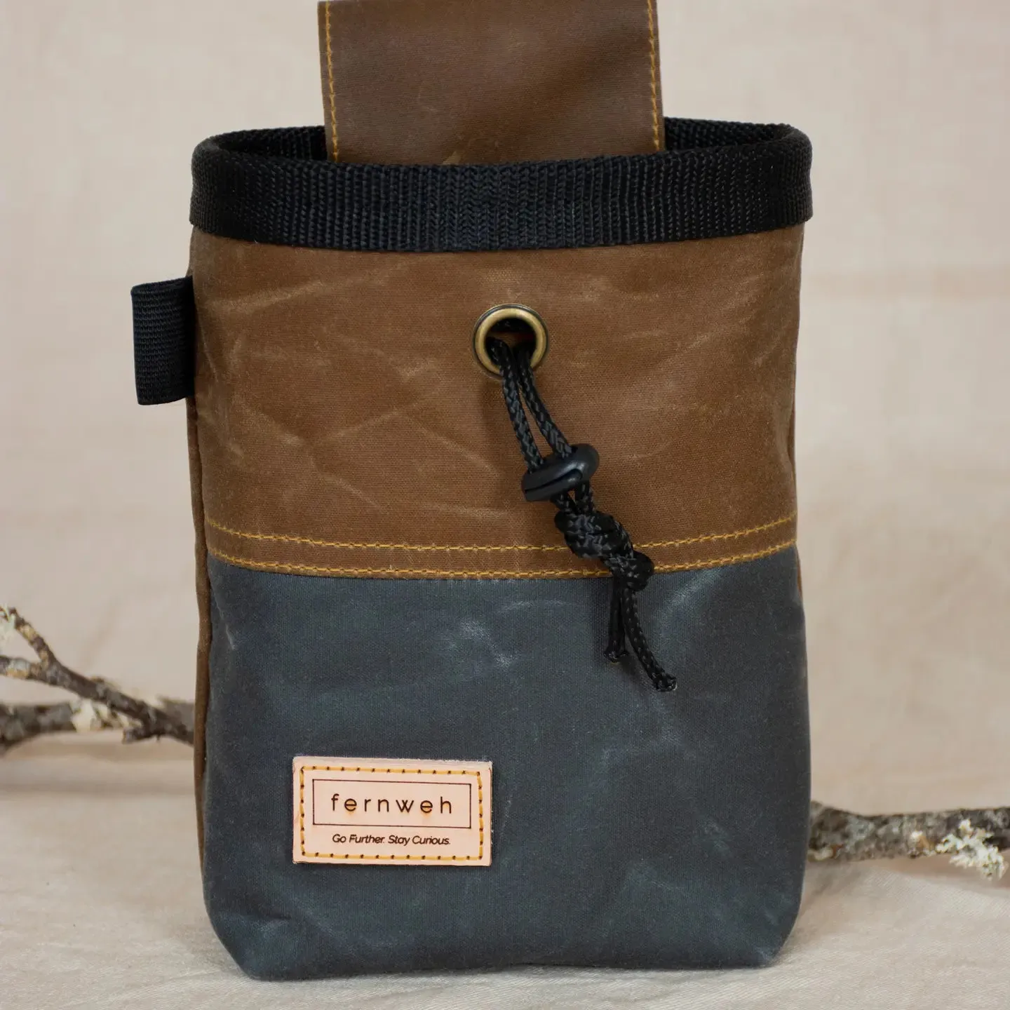 Fernweh UK Waxed Canvas Rock Climbing Chalk Bag - Bark/Scree